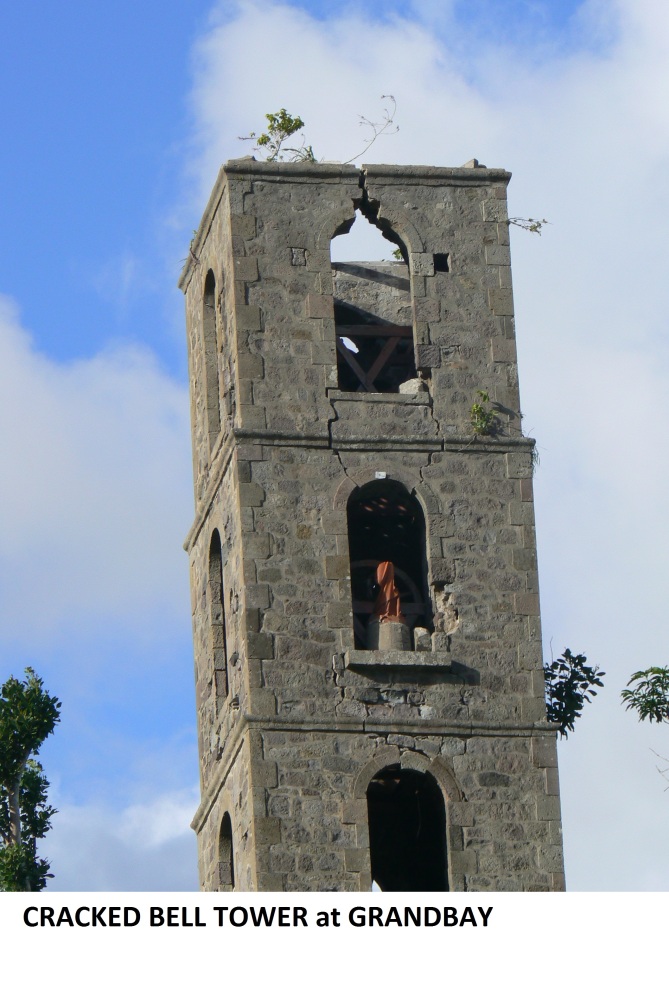 d cracked bell tower at Grandbay Jan 2018